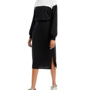 AQUA
Color Block Knit Midi Dress